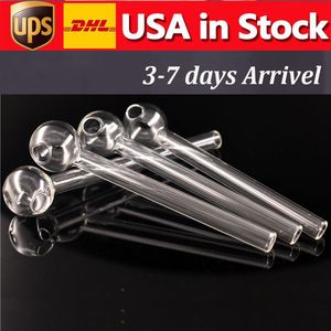 EN STOCK USA Tuyaux de brûleur à mazout en verre Tubes à fumer en verre épais de 4 pouces Transparent Pyrex clair Fumer TUYAU EN VERRE Accessoires de fumée EXPÉDITION RAPIDE