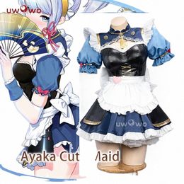 In Voorraad UWOWO Ayaka Cosplay Maid Kostuum Impact Fanart Kamisato Ayaka Leuke Maid Dr Halen Kostuums Maid Outfit n2OX #