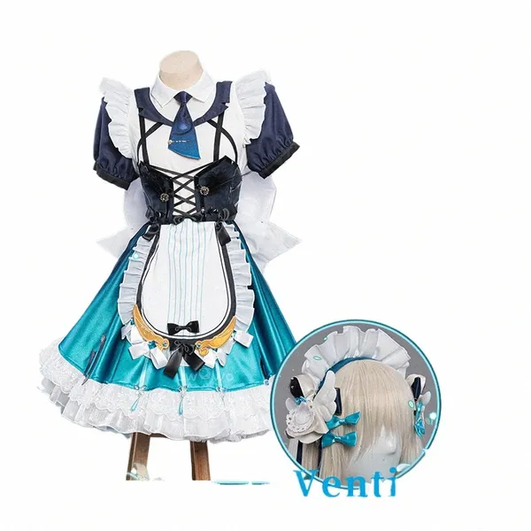 En stock UWOWO Venti Cosplay Maid Dr Costume Jeu Genshin Impact Fanart Cosplay Tenue de femme de chambre exclusive Cute Maid Dr Outfit f25g #