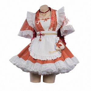 En stock UWOWO Yoimiya Cosplay Maid Costume S-3XL Genshin Impact Fanart Cosplay Yoimiya Cosplay Yoimiya Maid Dr Halen Cos R11U #