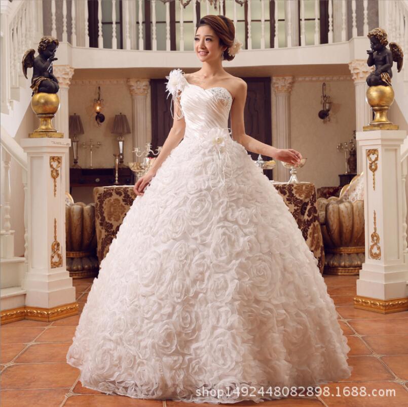 In Stock Wedding Dresses One Shoder Flower Vestidos Plus Size Bridal Dress Ball Gown Under 1 Dha7D