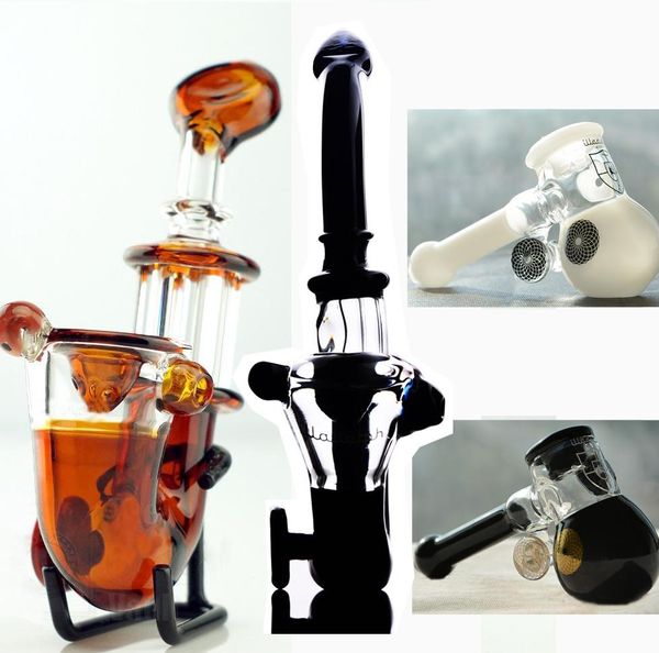 Black White Amber Sherlock Hand Pipe Oil Burner Mini Pipas para fumar Bongs de vidrio romo para hierba seca