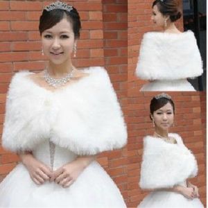 Livraison gratuite en stock White Faux Fur Wedding Bridal Whiter Wrap Scraf Scarf Colat temps manteau 300d