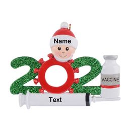 En stock, por minorista entera, Polyresin 2021 Familia de 2 ornamentos de Navidad de cuarentena personalizados decoración de Navidad Sou3339U
