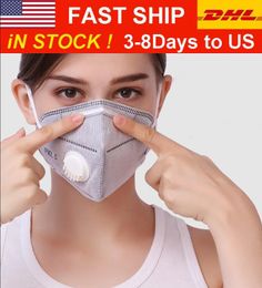En stockLivraison gratuite 3-7 jours aux États-Unis! Masque KN95 approvisionnement d'usine emballage de vente au détail masque filtrant à 95% Masque de protection anti-poussière réutilisable à 5 couches