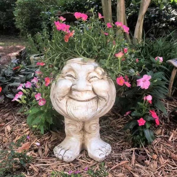 En StockMuggly's The Face Jardin Statue Planteur Jardin Extérieur Styles Antique White Grumpys Granny The Muggly Face Statue L230620