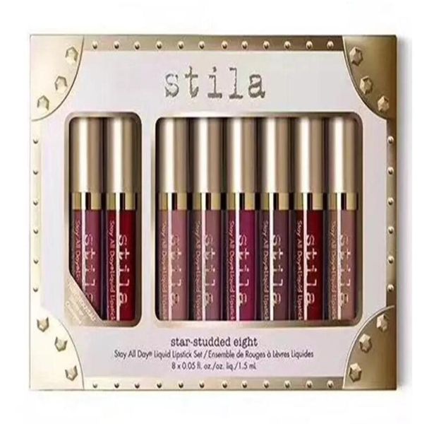 Dans StockNew Makeup Brand Stila 8pcs Lip Gloss Set Liquid Lipstick High Quality DHL 9780915