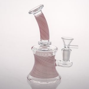 en stock narguilés 16 cm Bowl Joint 14.4mm Bubbler Inline Perclator Recycle dab Rigs Pink Glass Bongs