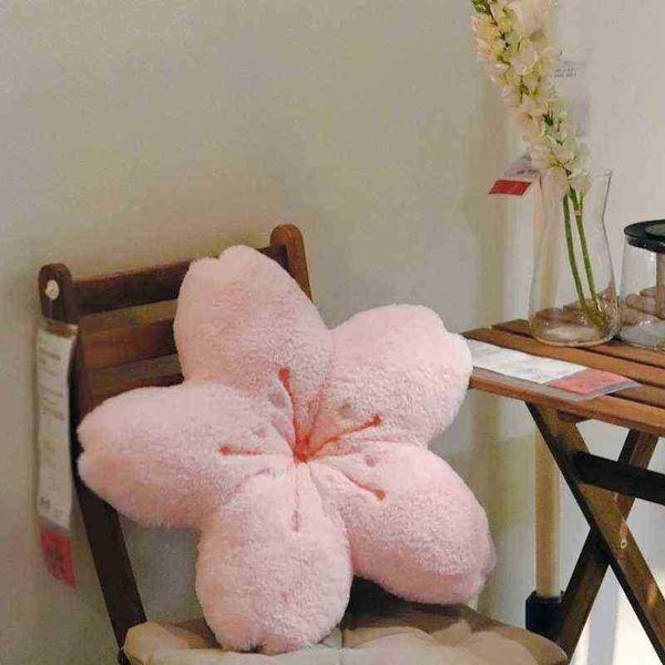 Dans le style coussin de pétales de cerisier fille chambre salon décor arc sol coussin de siège en peluche tatami coussin de fleur de cerisier J220729