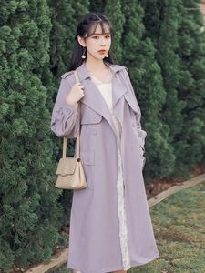 In de val van literair temperamentmeisje Wind herstelt oude manieren Light Purple Trench Coat damesjassen