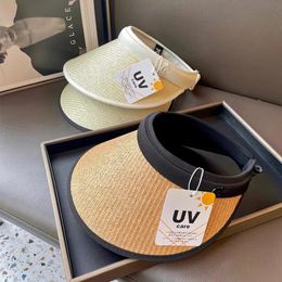 In de zomer van 2024 de zon-proof Lafite Straw Hat voor Dames Beach Sun-Proof en UV-Proil Sun Hat met leeg Top Stro 240510