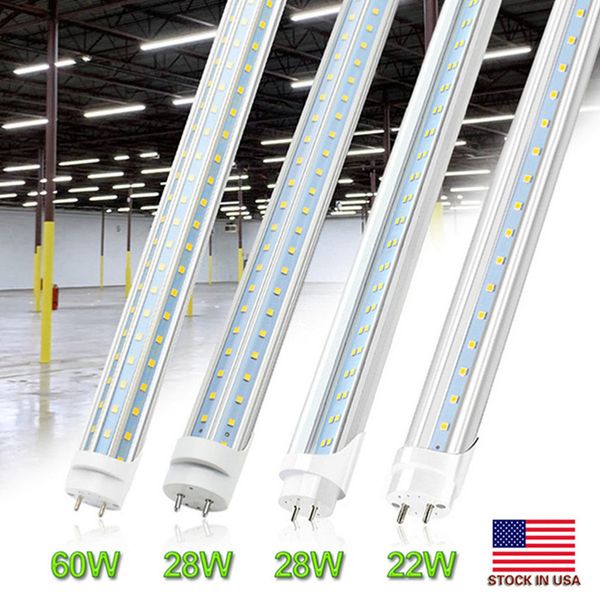 En existencias T8 Tubo de luz LED 22W 28W 60W Bombilla fluorescente LED 288 LED SMD 2835 4 pies 1200 mm AC85-265V CE FCC SAA