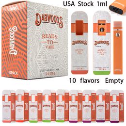 A USA Stock Dabwoods Pentes de vape jetables vides 1 ml 280mAh Batterie Disposable E Cigarettes 10 saveurs disponibles disponibles