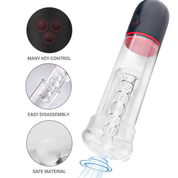 dans Vibrant Pump Male Sex Toy Aspirateur avec Vibrations et Masturbateurs Enhancers Men Massager