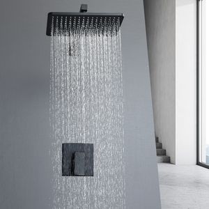 En mur, système de douche au haut carré dissimulé Coup de douche en laiton Kit de mixage de douche chaud et froid