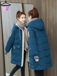 En hiver femmes vestes manteaux décontracté longue Parka coton col roulé poignets à capuche fermeture vestes coupe-vent manteaux de voyage 240105