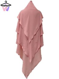 En mujeres abaya 3 capa de oración tocado de prenda dubai pavo indonesia musulmana treble khimar tapa bufanda Hijab encabezada240403