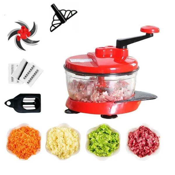 IN1 3 CUTTER CHOPPER RESTDERS MANUEL MANUEL DE viande Vegetable Slicer Grinder Salad Maker outils réglables 2,5L 240113 24011