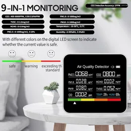 In1 CO2 meter digitale temperatuur vochtigheidsensor tester Tester luchtkwaliteit monitor koolstofdioxide CO PM10 PM1.0 TVOC HCHO -detector