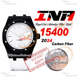 INAF AP15400 A3120 automatisch herenhorloge zwarte koolstofvezel kast zilver getextureerde stick wijzerplaat witte nylon band super editie horloge hombre puretime a1