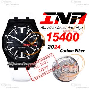 INAF AP15400 A3120 Montre automatique pour homme Boîtier en fibre de carbone Cadran texturé noir Bracelet en nylon blanc Super Edition Reloj Hombre Puretime B2