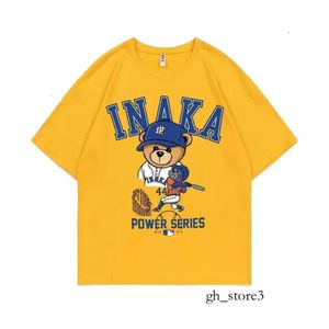 Inaka T-shirts pour hommes Inaka Power Brown Arbitre Ours Violet Baseball Ape Monkey Graphic Print T-shirt à manches courtes Hommes Femmes Ip Shirt 26