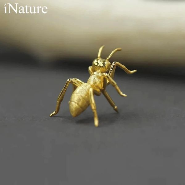 inature 925 Sterling Silver Lindo Ant Broche Insect Pin broches para mujeres accesorios para hombres Joyería 240412