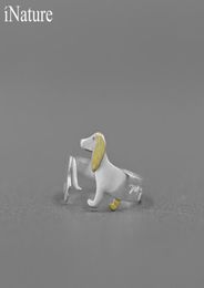 Anneau de teckel mignon de chien mignon 925 Anneaux ouverts en argent sterling pour les femmes5954294