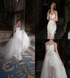 Inbal Dror 2019 Trouwjurken met afneembare trein kanten bruidsjurken vegen trein zeemeermin trouwjurken Vestidos de novia865047061648