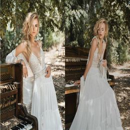 Inbal Raviv Une Ligne Robes De Mariée Bohème Spaghetti Dentelle Mousseline De Soie V Dos Élégant Boho Robe De Mariée Style De Plage Plus La Taille De Mariage 247k