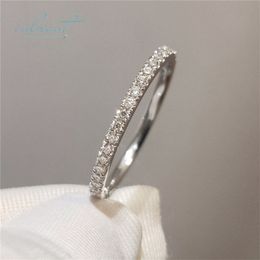 Inbeaut 18 K Wit Vergulde Pass Diamond Test Round Excellent Cut 0.1 CT Micro D Kleur Ring 925 Siver Party Sieraden 210924