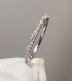 Inbeaut 18K chapado en oro blanco pase prueba de diamante redondo excelente corte 0,1 ct MicroColor anillo 925 plata joyería de fiesta 2202079432863