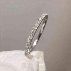 Inbeaut 18K chapado en oro blanco Pase prueba de diamante redondo excelente corte 0,1 ct Micro D Color Moissanite anillo 925 Siver joyería de fiesta X220214