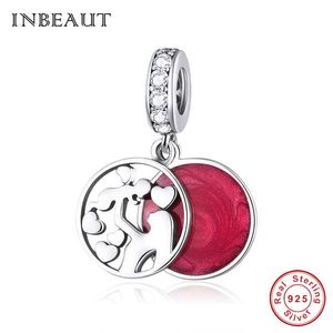 INBEAUT 925 argent Sterling mère bébé fille coeur breloques fit marque Bracelet bricolage fiançailles bijoux faisant cadeau