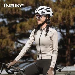 Inbike 2024 Fleece Cycling Jersey Femmes à manches longues Hiver Mtb Vêtements Biking Autumn Mountain Road Bicycle Top Jackets Vêtements 240510