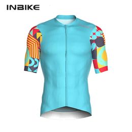INBIKE été cyclisme maillot hommes à manches courtes Quickdry hommes vélo équitation chemises avec 3 poches fermeture éclair complète vtt vêtements 240318