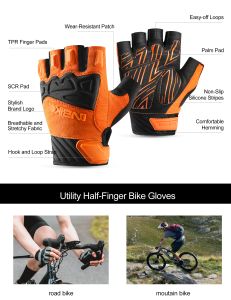 Inbike Summer Mtb Cycling Gants Gel Geld Half Finger Bicycle Gants pour hommes Glants de vélo de sport extérieur respirant Accessoires