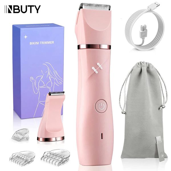 INBUTY 2 en 1 Bikini tondeuse poils pubiens toilettage femmes tondeuse à cheveux rasoir électrique dame rasoirs épilateur indolore USB étanche 240110