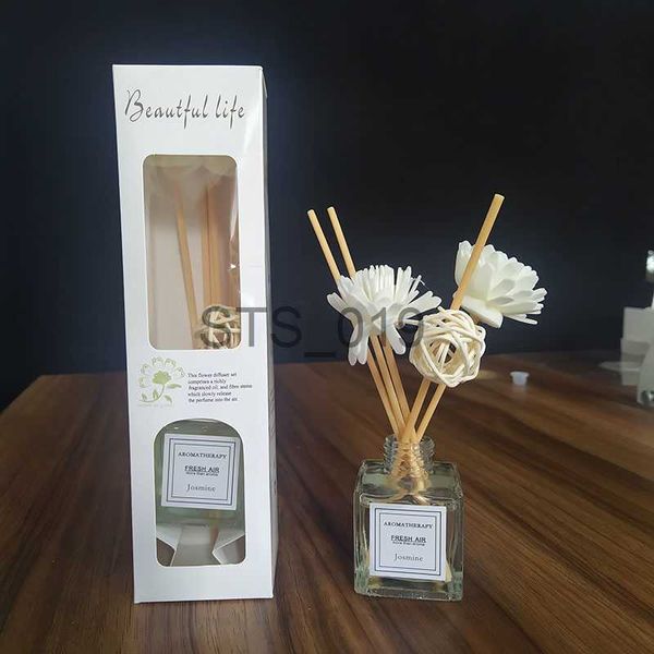 Encens 50ml Reed Diffuseur Ensembles Lavande Jasmin Aromathérapie Chambre à coucher Chambre à coucher Huile essentielle sans flamme avec des bâtons de vigne en rotin x0902