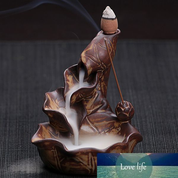 Cônes d'encens ou brûleur poterie chinoise artisanat créatif décor à la maison Lotus étang fumée reflux bâtons d'encens brûleur encensoir