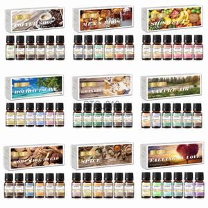 Encens EUQEE 6 pièces/ensemble huile parfumée Kit cadeau pour diffuseur café boulangerie récolte épices tarte à la citrouille pin de forêt huiles de parfum de fruits sucrés L23128