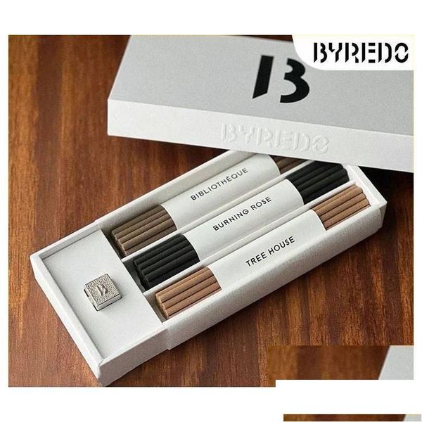 Encens Encens Byredo Trois Encens 60Pcs Set Sticks 20Pcs Avec 3Kinds Bibliotheque Burning Rose Tree House Odeur Longue Durée Solide P Dhxim