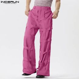 Incerun American Style Mens Pantalons Persoonlijkheid Deconstructie Designbroeken Casual Streetwear Solid Long Pants S5XL 240412