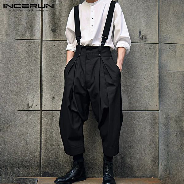 INCERUN Style coréen hommes salopette couleur unie combinaisons décontractées à la mode Streetwear Allmatch Simple barboteuses S5XL 240228