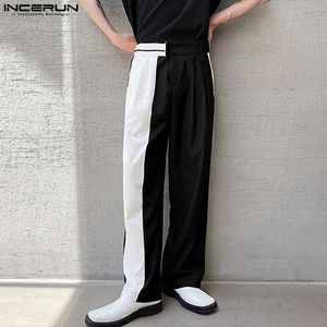 INCERUN Koreanischen Stil Herren Hosen Beiläufige Lose Hohe Taille Hosen Modische Kontrast Farbe Design Pantalons S-5XL 240115