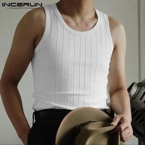 INCERUN Style coréen hauts hommes mode tricot Stretch gilets élégant mâle couleur unie confortable été débardeurs S-5XL 240220