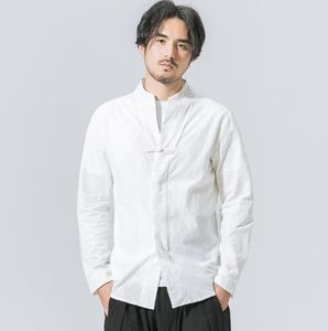 INCERUN hommes Style chinois solide à manches longues chemise sans col hommes décontracté coupe ajustée coton lin chemises hommes chemise sans col