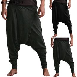INCERUN hommes sarouel poches entrejambe goutte Joggers pantalon solide hommes lâche hip-hop Baggy pantalon femmes décontracté Yoga-pantalon 5XL276b