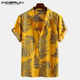 Incerun Men Hawaiian Shirt Printing Short Sleeve Abel Vacation Casual Mas Male Shirts Summer Streetwear Button Camisas S-3XL 240424