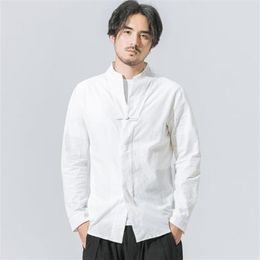 INCERUN hommes Style chinois solide à manches longues chemise sans col hommes décontracté coupe ajustée coton lin chemises hommes chemise sans Coll323A